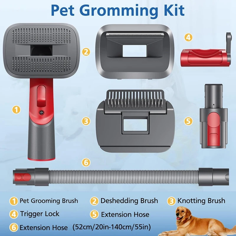 Kit tambahan perawatan anjing peliharaan untuk Dyson V7 V8 V10 V11 V12 V15 vakum, perlengkapan sikat perontok anjing