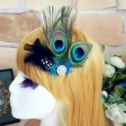 Peacock Feather Hairclip Faux Feather Hair Clip Women Hairpin Headpiece Carnival Fancy Dress Hair Pin Hair Accessories