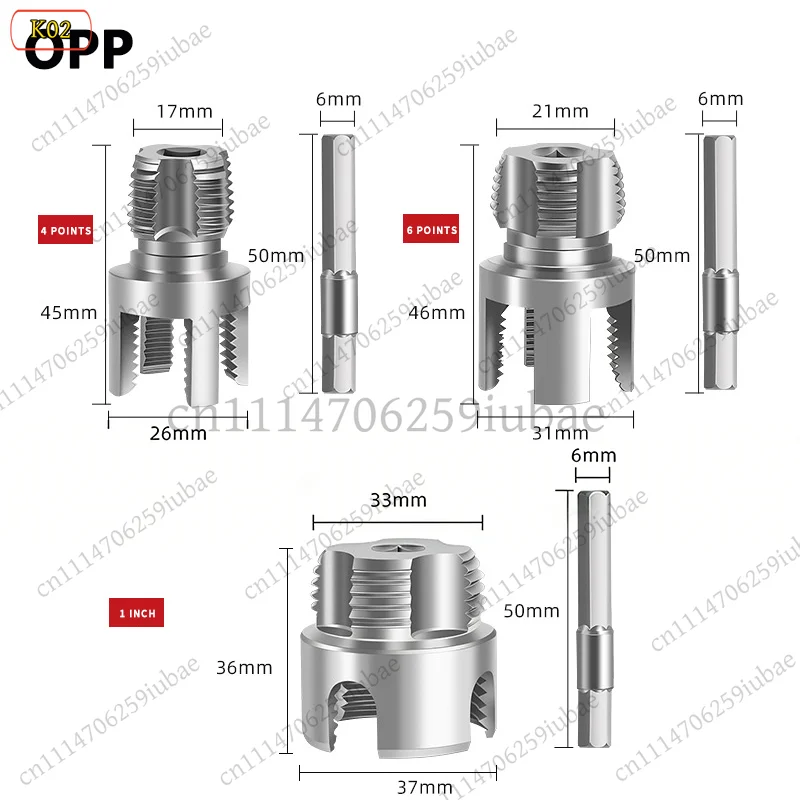 LJ_3pcs Internal External Pipe Threader Set 1/2 3/4 1 Inch PVC Plastic Threading Tool Kit Drill Compatible