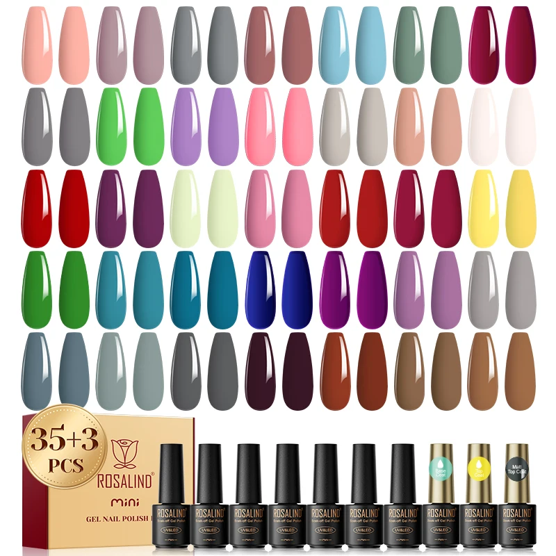 

ROSALIND gel nail polish sleeve box 38pcs/set color nail polish set topcoat UV nail lamp DIY nail polish sleeve box