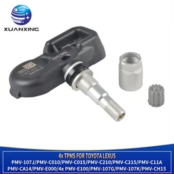 4PCS TPMS for Toyota Lexus Tire Pressure Sensor Monitoring System Aluminum Valve PMV 107J C010 C015 C210 C215 E000 E1000 107G