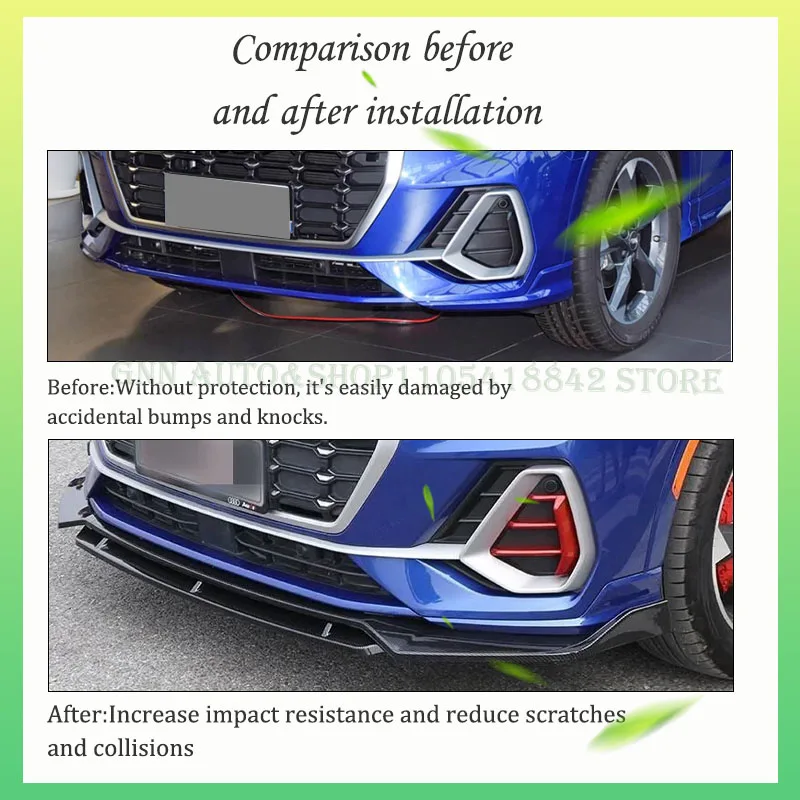 For Audi Q3 F3 2019-2025 Car Front Bumper Lip Lower Protector ABS Modification Splitter Bumper Reinforcement Decoration Body Kit view 4