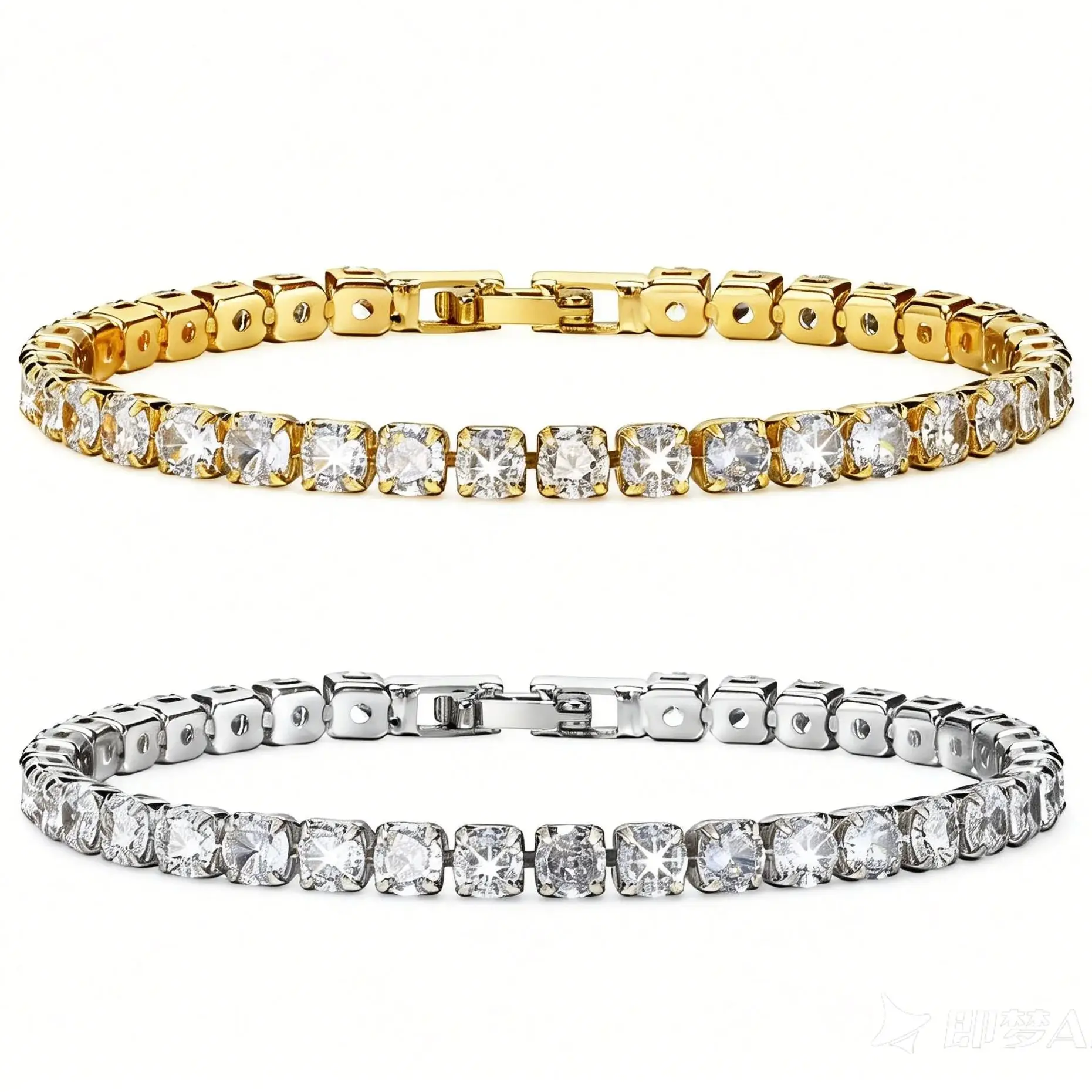 Graceful 4mm Tennis Bracelet Silver Gold Color Cubic Zircons Chain Crystal Charm Jewelry Gifts to Women Girls