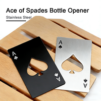 Stainless Steel Ace of Spades Bottle Opener, Portable Pocket Small Poker Shaped Beer Soda Cap Opener Bar Playing Cards Tool Gift