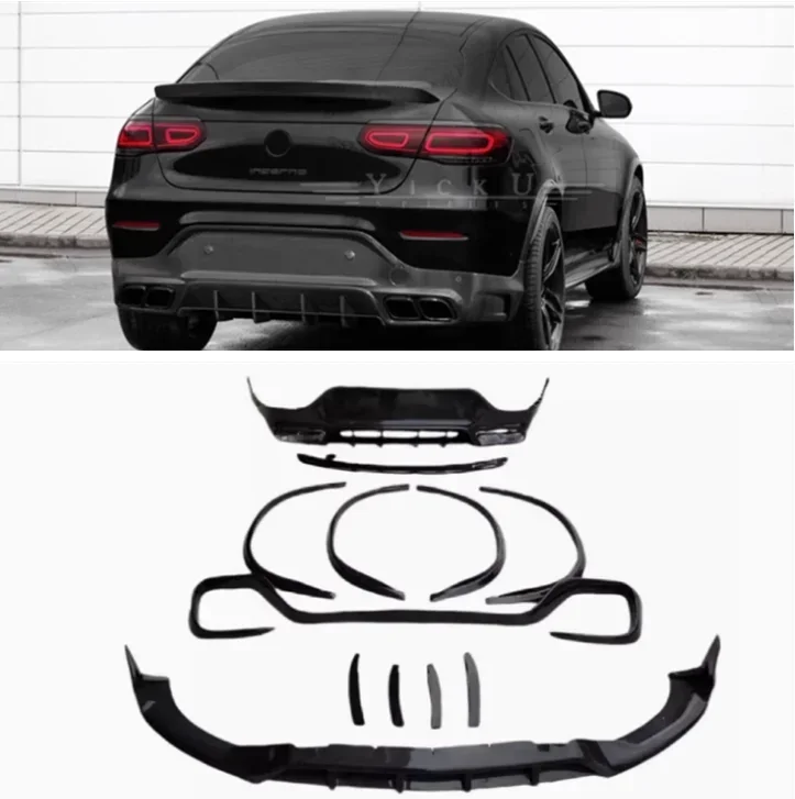 Carbon Fiber Front Bumper Spoiler Lip Rear Trunk Diffuser Wheel brow Side Skirts Body Kit For Mercedes-Benz GLC63 Coupe GLC63s