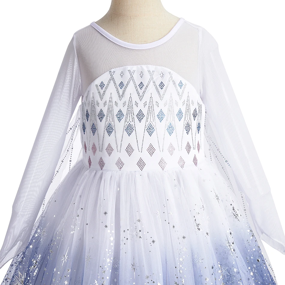Girls Elsa Cosplay Dresses Kids Halloween Carnival Princess Costume Children Snow Queen Christmas Birthday Party Clothes Outfit