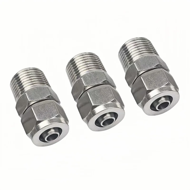 

Fit Hose OD 4/6/8/10/12mm To 1/8" 1/4" 3/8" 1/2" BSPT Thread 304 Stainless Steel Quick Fit Pipe Fitting