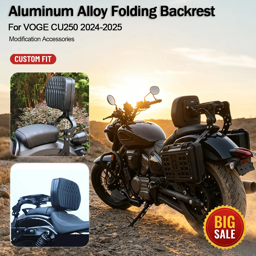 Multi‑Purpose 180° Foldable Luggage Rack Comfort Passenger Support Backrest Upgrade Parts for VOGE CU250 2024‑2025