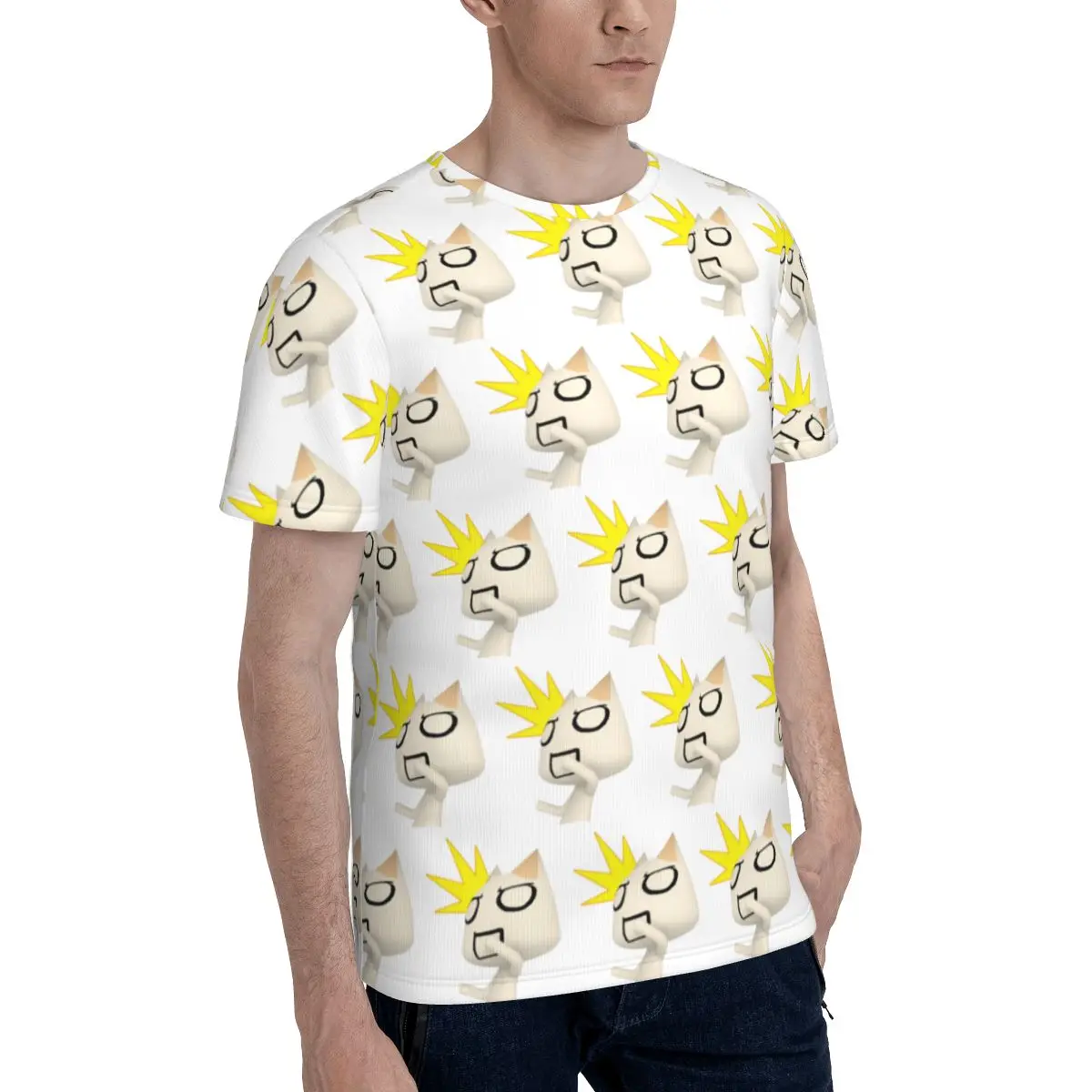 Cartoon Animation Toro Inoue Cat T-Shirt for Men Cotton T Shirts Men's Tees Short Crew Neck Summer Clothes Tops