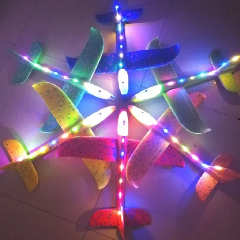 48CM LED Hand Throw Outdoor Toys Flying Glider Planes Foam Aircraft Model Resistant Breakout Aircraft Children Party Kids Game