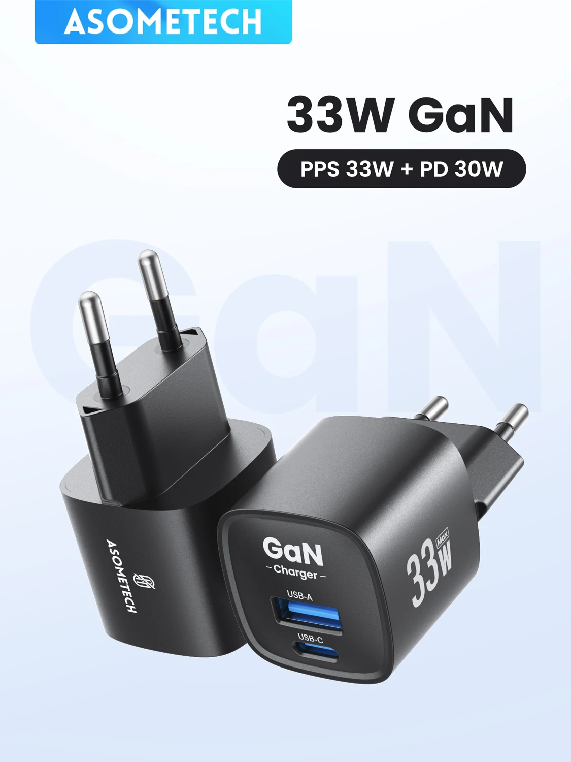 33W GaN USB-C Ladegerät Mini Tragbares PPS PD QC Schnelllade-USB-Reiseladegerät für iPhone 17 16 Pro Max iPad Samsung S23 Ultra