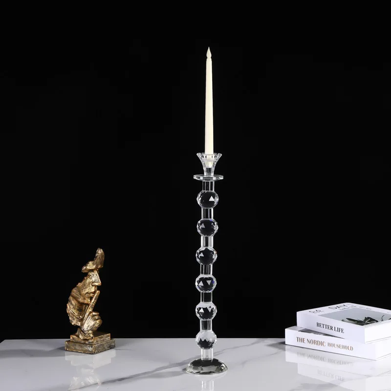 For Crystal Candle Holder for Wedding & Dinner, Single-Head Glass Ornament Prop