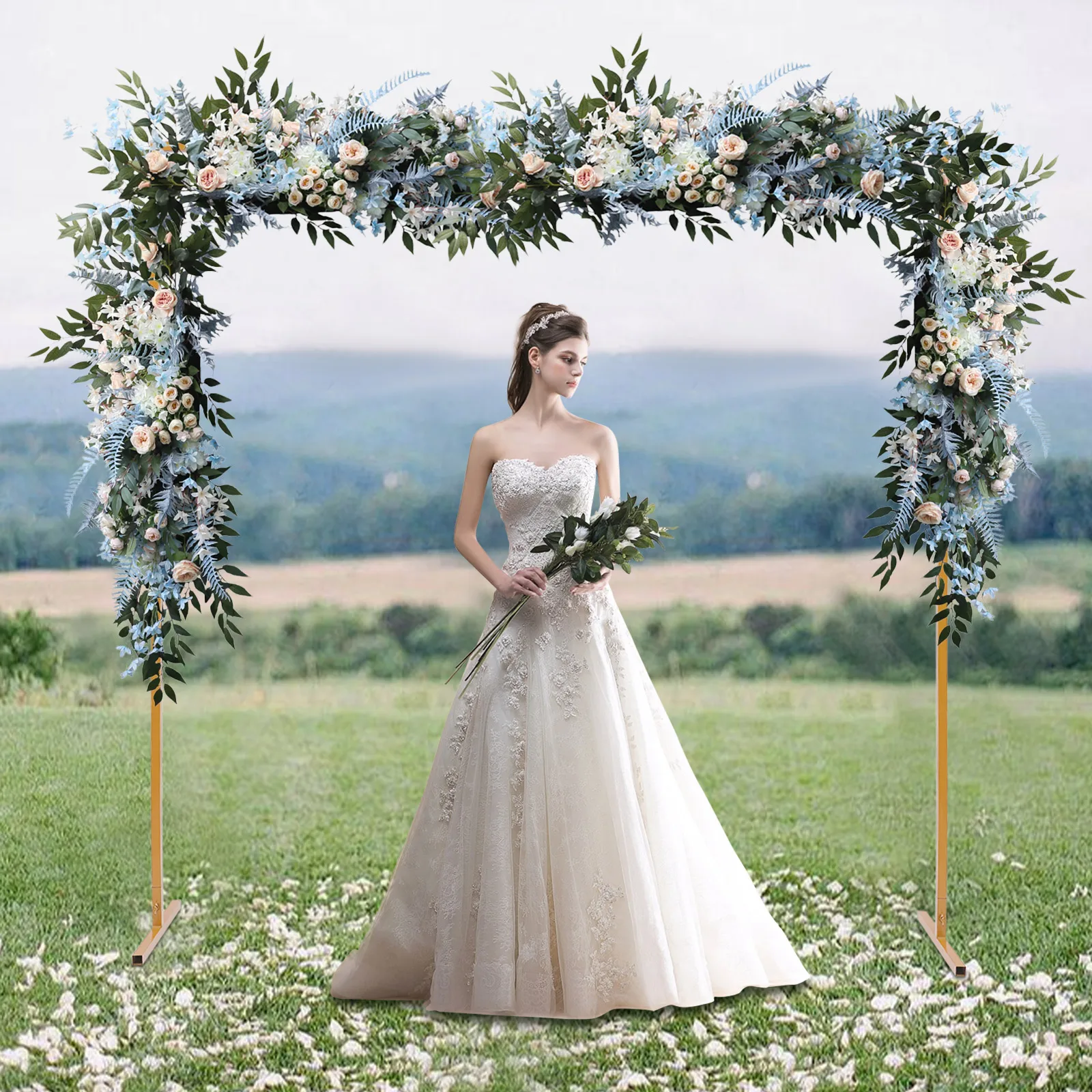 LOYALHEARTD 6.56ft Square Metal Wedding Arch for Decoration Backdrop Frame Garden Wedding Props Balloon Flower Stand for Party