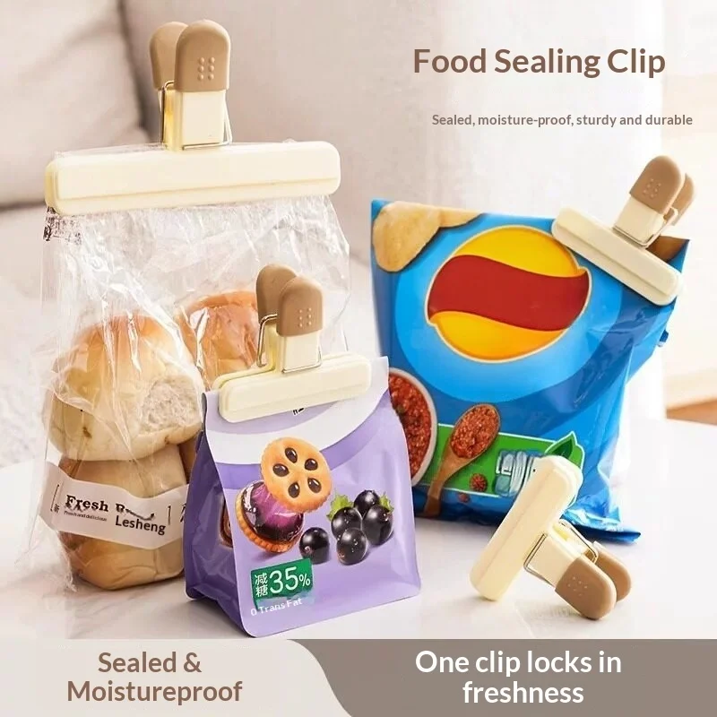 1/4PCS Multifunctional Food Bag Sealing Clips Moisture‑Proof Fresh‑Keeping Clamp for Snack Tea Kitchen Storage Gadgets