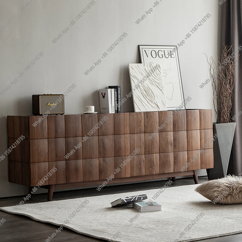 

All solid wood TV cabinet North American black walnut floor cabinet Simple storage living room dining side cabinet