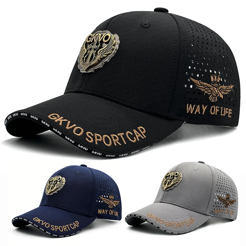 Extra Wide Fit Men's Baseball Cap Summer Mesh Breathable UPF50+ Sun Hat Outdoor Star Patch Design Big Head Adjustable​