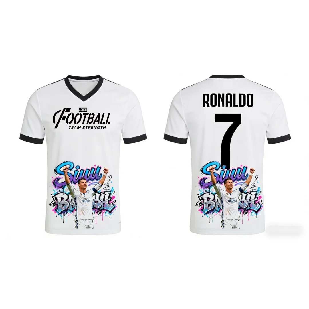 25-26 Cristiano Ronaldo Fan Commemorative Football Jersey Autumn Sports Dry Quickly Men's T-Shirt Kid's Clothing Tee Y2k Woman