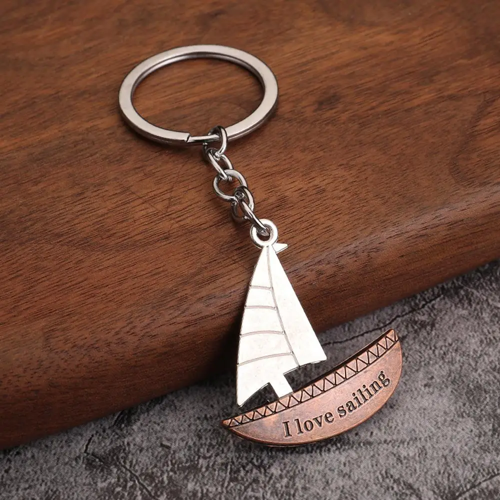 Fashion Sailboat Keychains Bag Ornament Buckle Metal Car Pendant Buckle One Sail Wind And Meaning Key Ring Travel Gifts