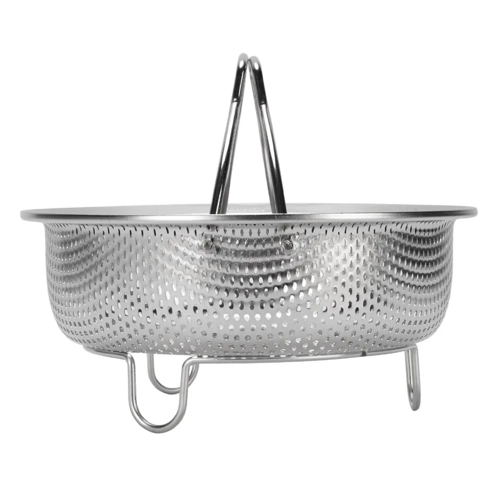 304 Stainless Steel Steamer Basket Rustproof Food Grade Steaming Rack Double Handles Foldable Handle Colander Insert