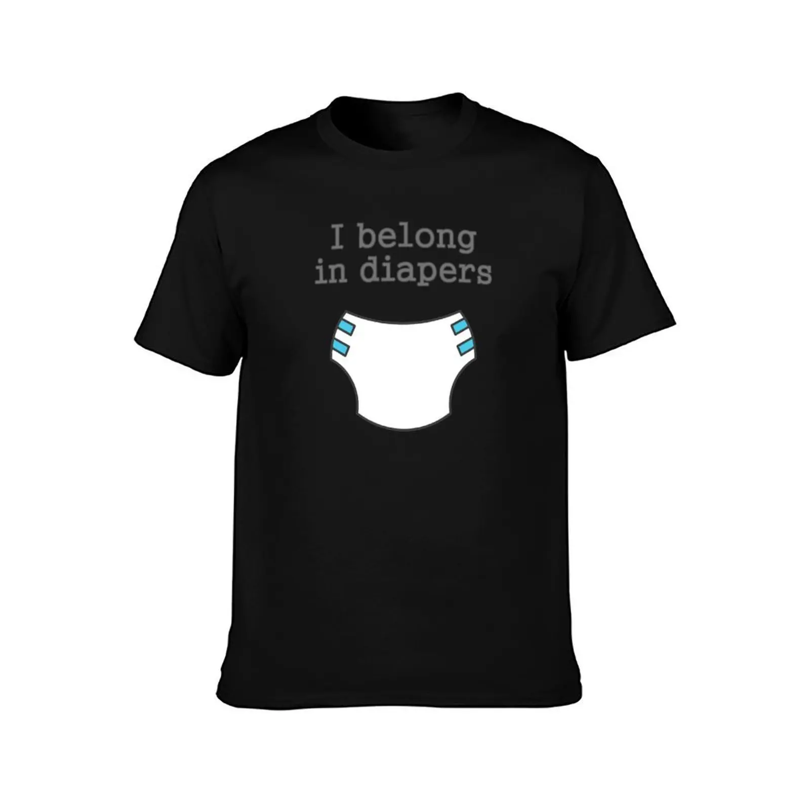 I belong in diapers T-Shirt, Summer Casual Cotton Tee, Oversized Streetwear Tops, Vintage Graphic Print, Loose Fit Short Sleeve