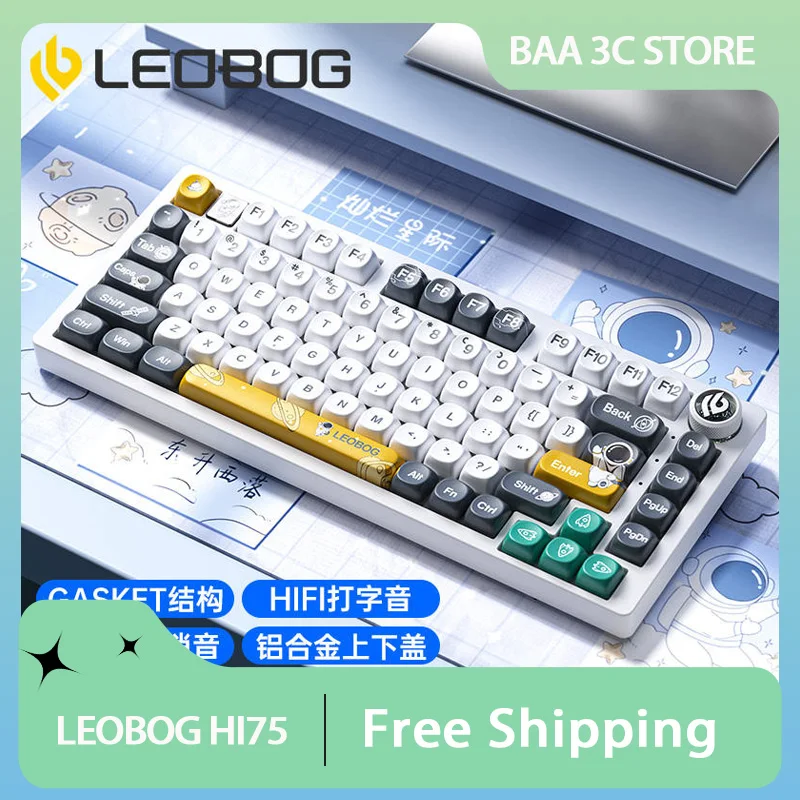 

LEOBOG HI75 Wired Mechanical Keyboard Kit Aluminium Alloy Custom RGB 75% Layout Backlit Hot Swappable HIFI Sound Gaming Keyboard