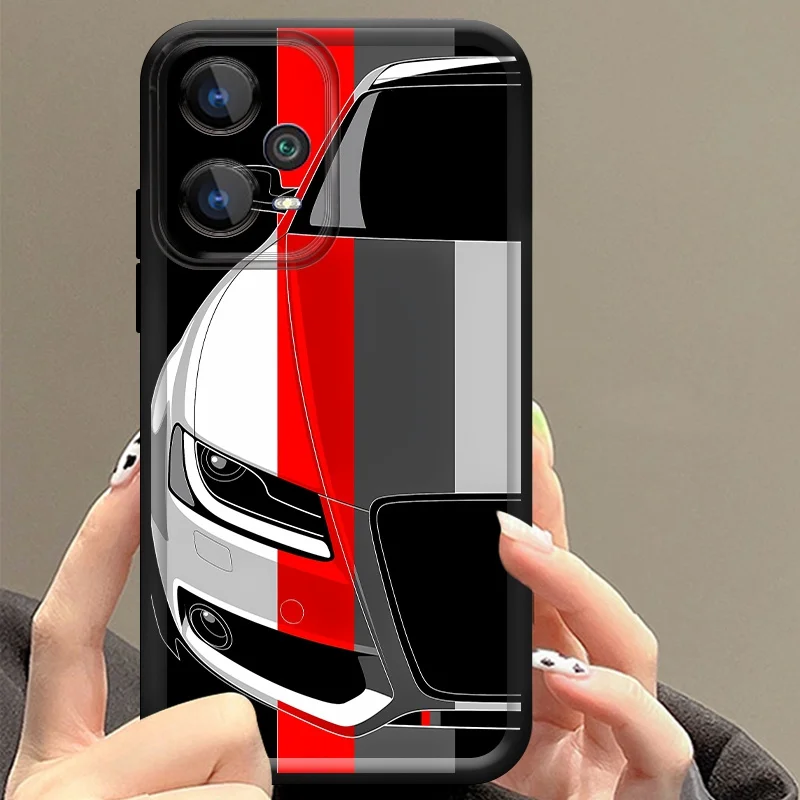Red and White Car Pattern Soft Rubber Phone Case for Redmi Note 15 14 13 12 11 PRO 5G 4G Soft Protective Cover