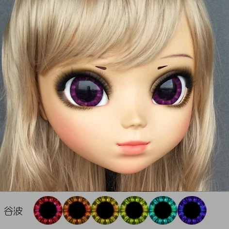 (DM166) Lovely Sweet Girl Resin Half Head Kigurumi Mask With BJD Eyes Cosplay Japanese Anime Role Lolita Mask Crossdress Doll