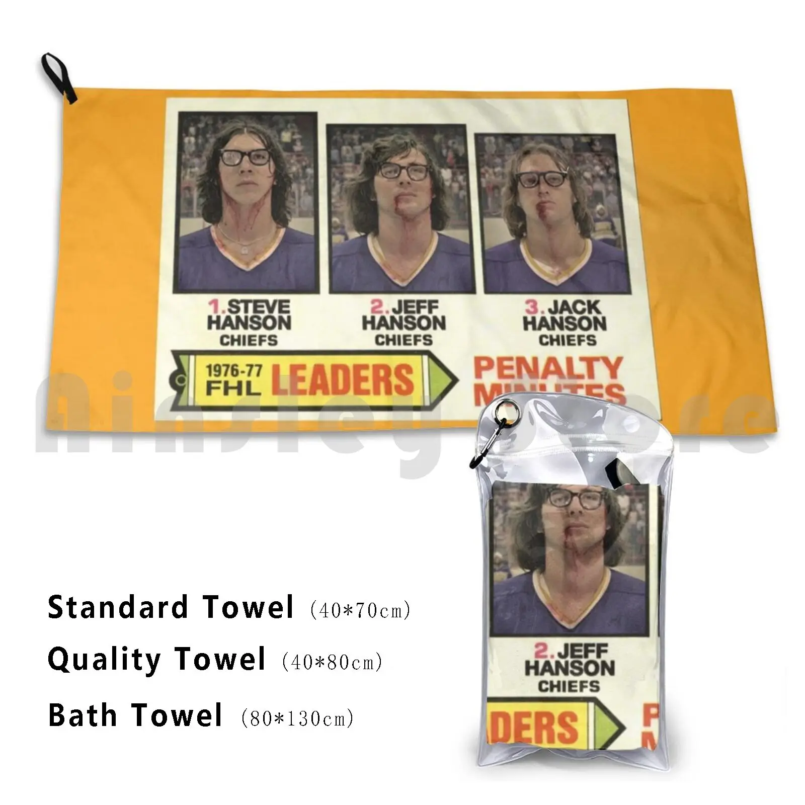 Hanson Brothers-Hockey Card! Bath Towel Beach Cushion Hockey Chiefs Fictional Hockey Team Hockey Team Movie