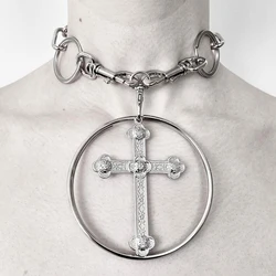 Grunge Jewelry Buckle Loop Type Cross Pendant Necklace Korean Fashion Aesthetic Chains Necklace Charms Goth Accessory Choker