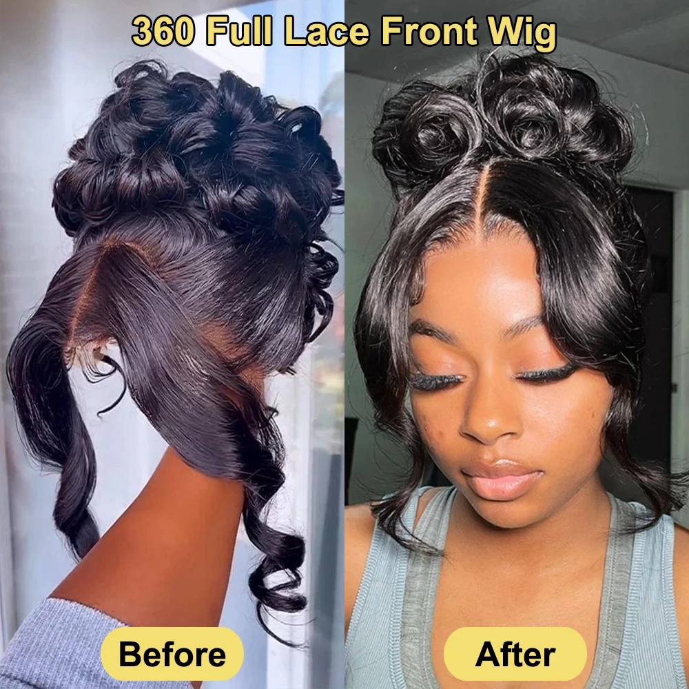 32 بوصة فضفاض موجة عميقة 360 كامل HD الدانتيل الجبهة الباروكات 100% شعر الإنسان 200% الكثافة قبل قطعها شعر مستعار برازيلي شفاف للنساء #3