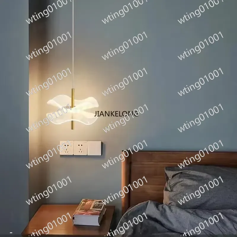 for Modern LED Lotus Leaf Pendant Light Acrylic Guide Art Fixture Small Decorative Hanging Lamp for Bedroom Bedside