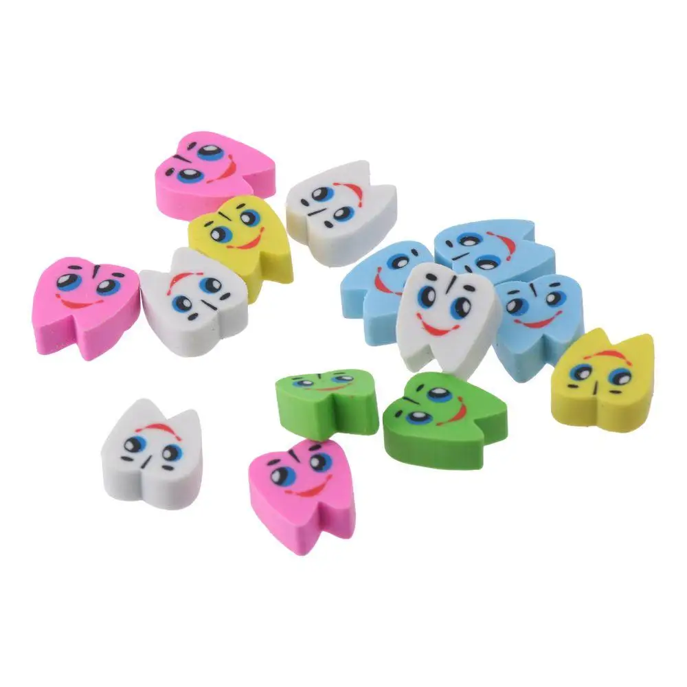 

300PCS Stationery Set Mini Shaped Tooth Erasers Tpr Color Random Mini Cute Pencil Erasers Funny Shaped Tooth Erasers Office