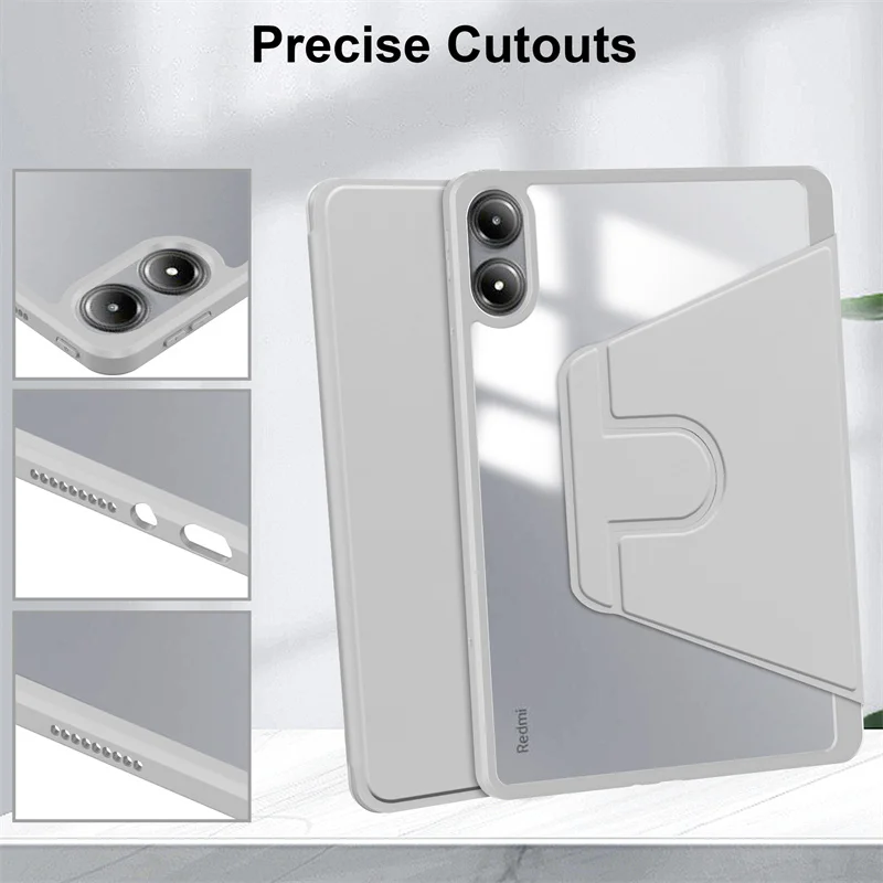 Etui Funda do Redmi Pad 2 Pro z uchwytem na rysik, obrotowe o 360 stopni, akrylowe, przezroczyste, twarde etui na tablet Coque do Redmi Pad 2 Pro 12,1 cala — zdjęcie produktu 5