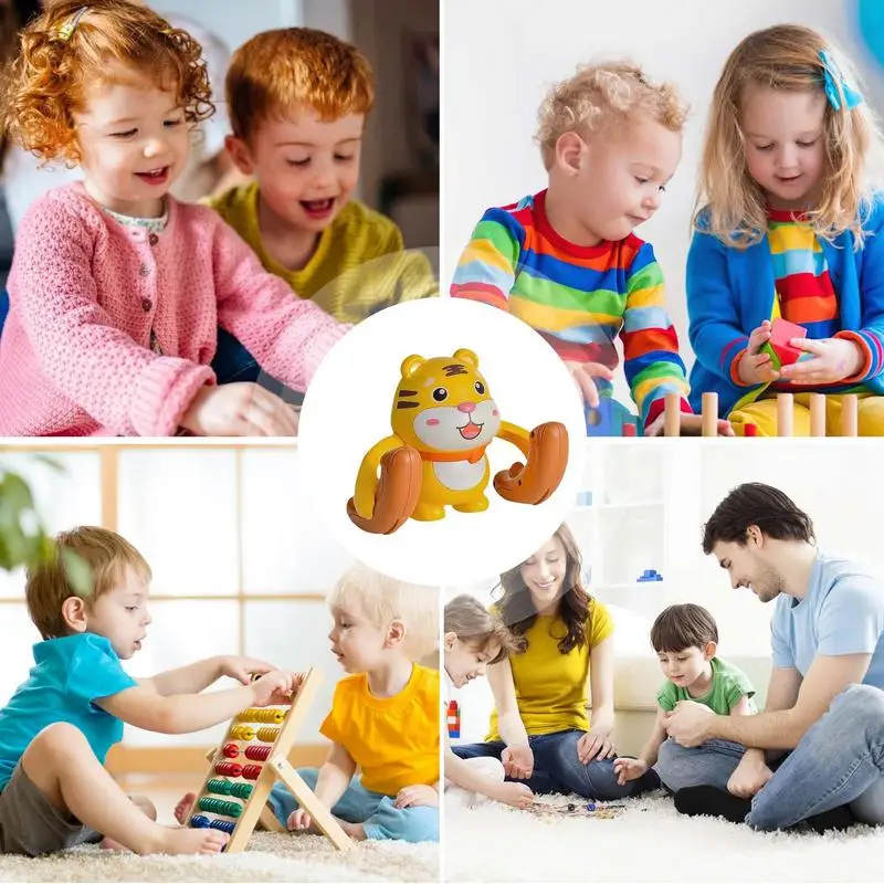 Moving Animal Toys For Kids Musical Tiger Light Up Toys Funny Movable Toy Cartoon Animal Toys For Enhances Hand-Eye Coordination