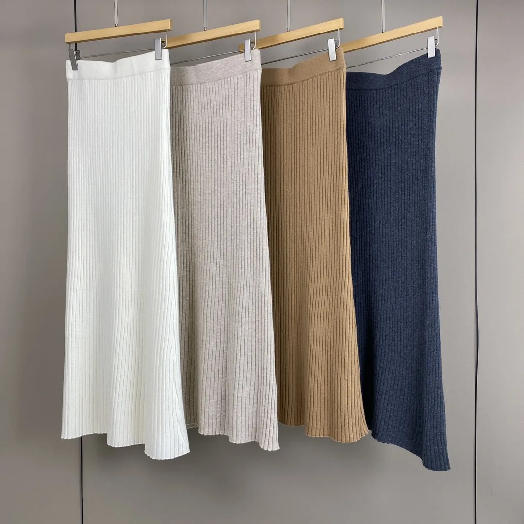 المرأة الخريف والشتاء جديد مريح Crewneck الكشمير محبوك سترة الأيل الخصر السراويل نصف تنورة دعوى #6