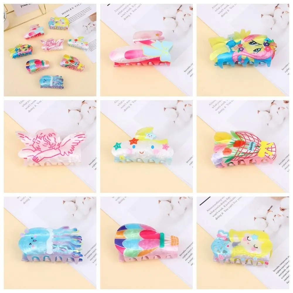 لطيف الاكريليك الملاك الشعر مخلب بالون نجمة زهرة مشبك شعر الهندسة أغطية الرأس قنديل البحر القرش كليب الفتيات