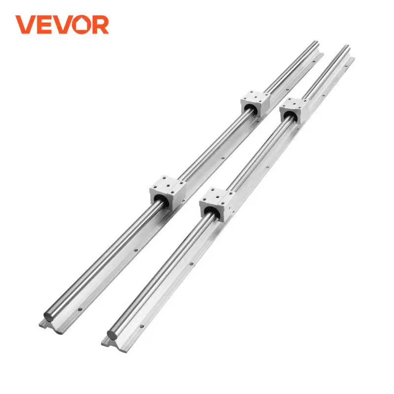 VEVOR 2PCS Linear Guide Rails SBR12 SBR16 SBR20 SBR25 800-2200mm & 4PCS UU Bearing Blocks Smooth Motion for DIY Mills CNC Parts