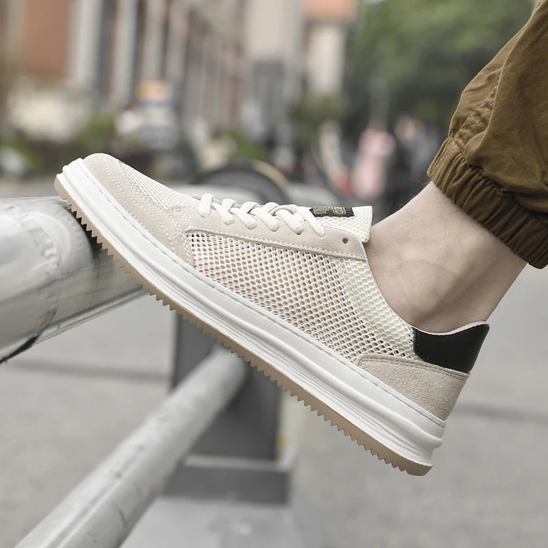 

Мужская повседневная обувь с удобной сетчатой спортивной обувью на шнуровке с плоской подошвой