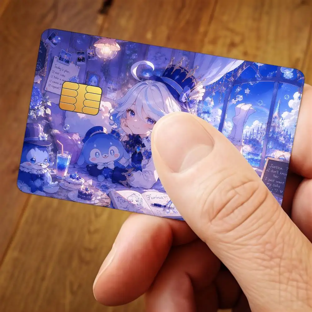 Game Furina Genshin Impact Credit Card Public Transportation Cards Sticker Waterproof Card Face Decoration 4PCS