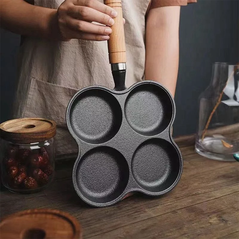 4-Hole Frying Pan Non Stick Breakfast Burger Egg Pancake Maker Multifunction Hamburger Steak Pan Retail