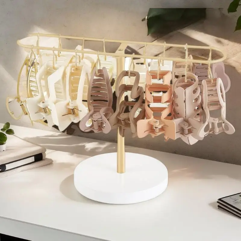 Multifunctional Metal Hair Accessory Display Stand 16 Hooks Headbands Hair Claw Clip Holder Desktop Storage Rack For Hair Clips