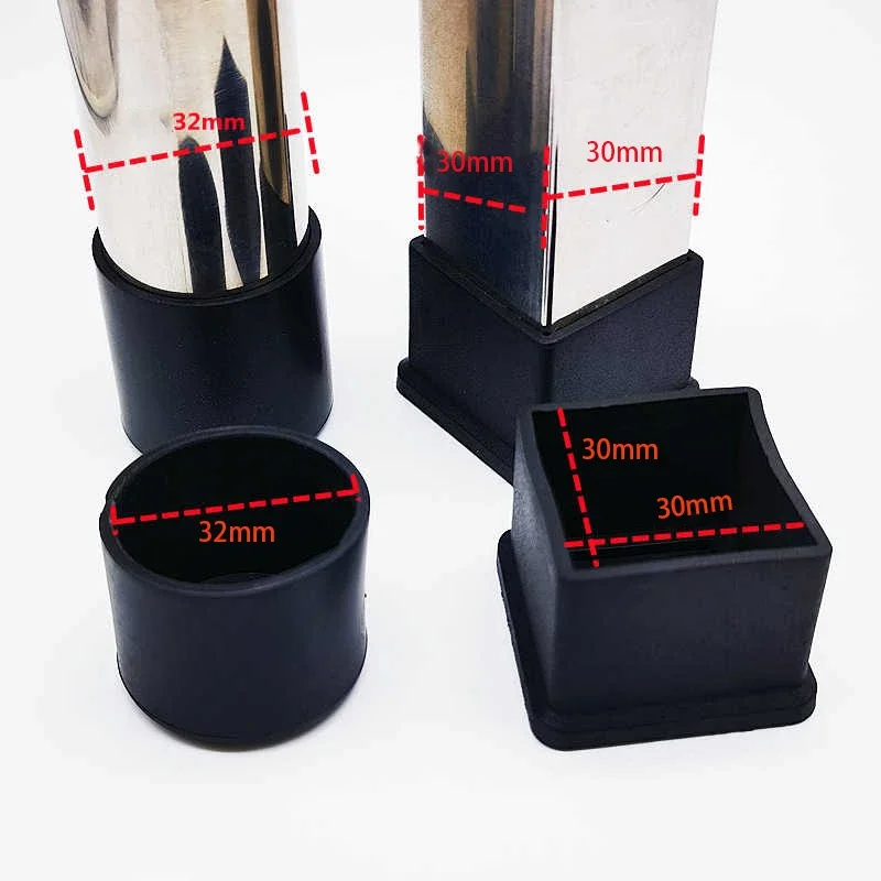 Black PVC Furniture Table Foot Tip Chairs Legs Pad Protector Cover Square/Round Caps Pipe Plug Lid Tube Hole Protection End Cap