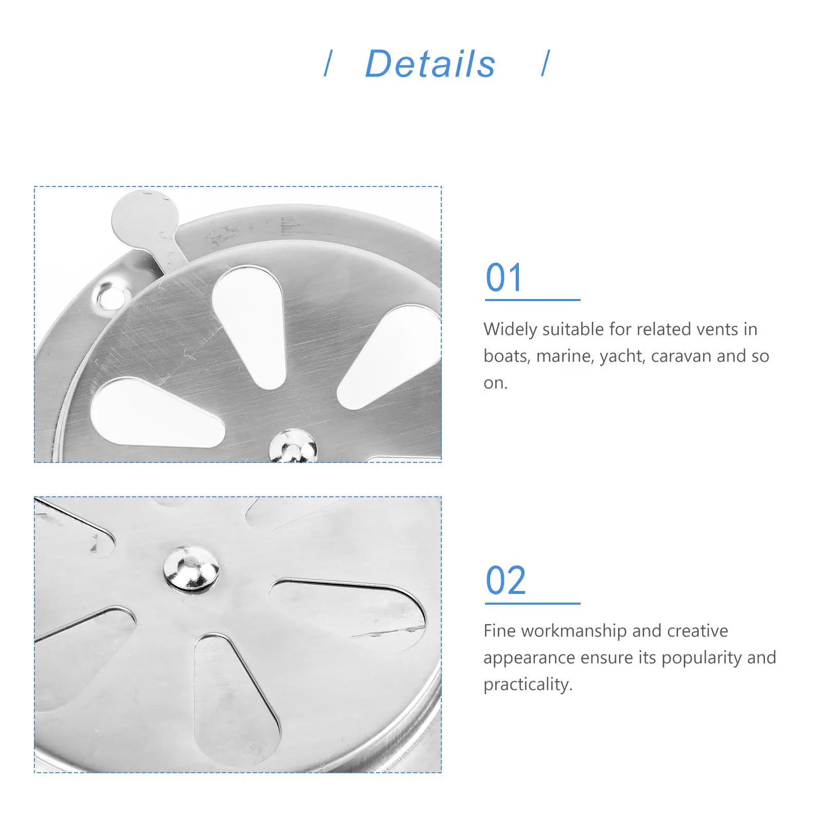 Stainless Steel Air Vent Cover 125Mm Round Louvered Ventilation Grille for Marine Boat Yacht Indoor Exhaust Decorative Use