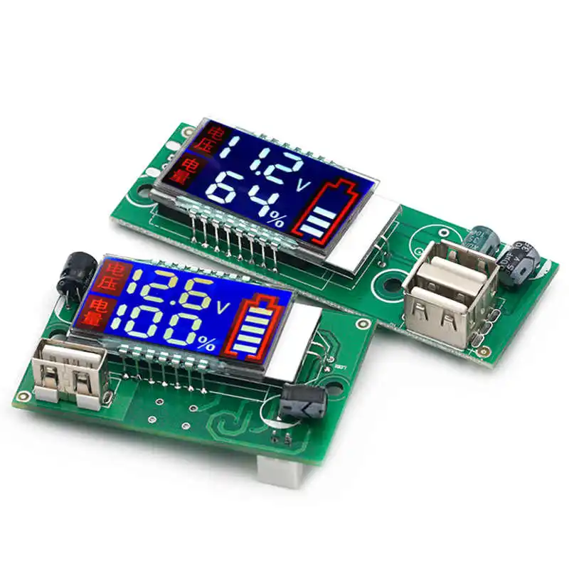 Dual display voltmeter LED LCD 12V lithium battery with USB interface 3/4 series lithium battery display