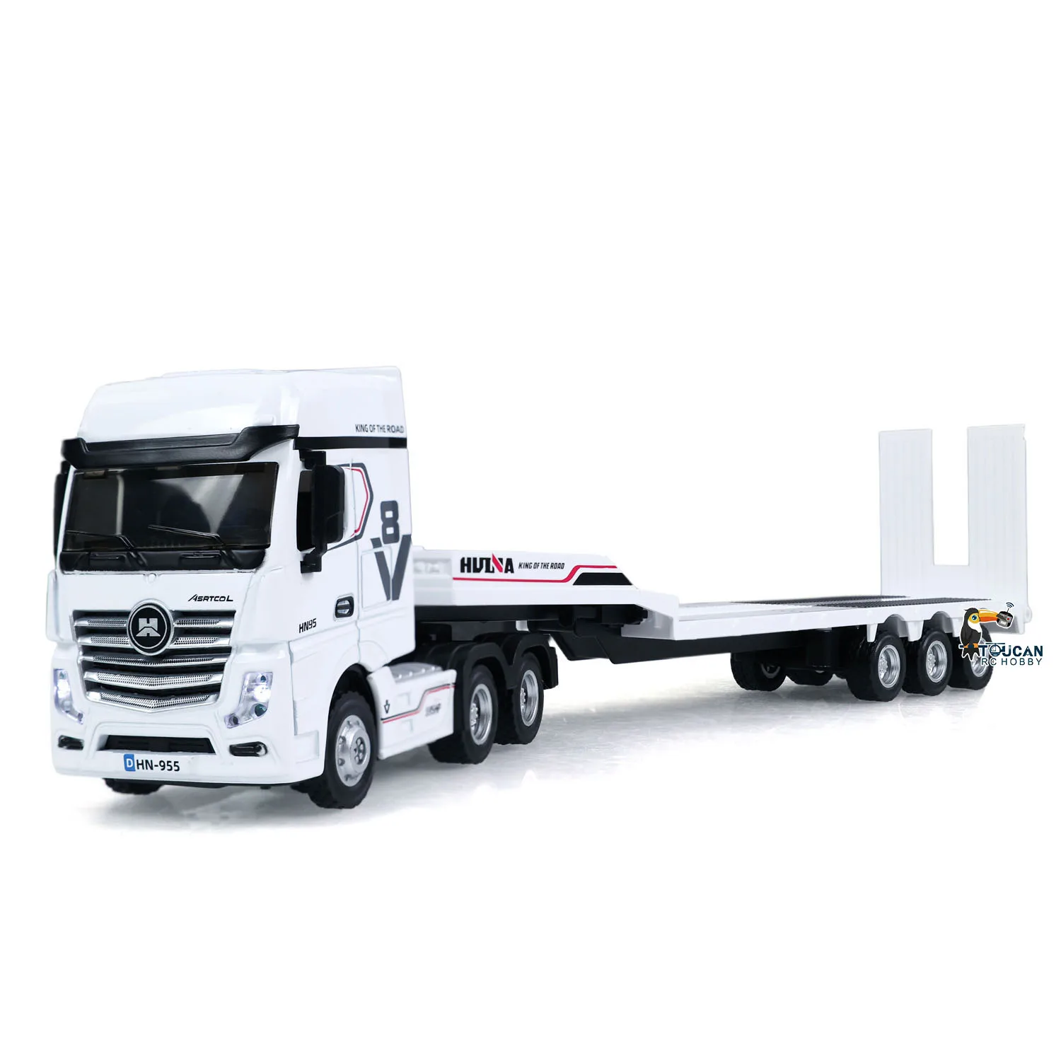 Auf Lager 9900 RTR HUINA 1/64 Ferngesteuerter Traktor-LKW mit 3-Achs-Sattelauflieger, Lichtern, Soundeffekten und Manuellen Stützbeinen – Detail 9