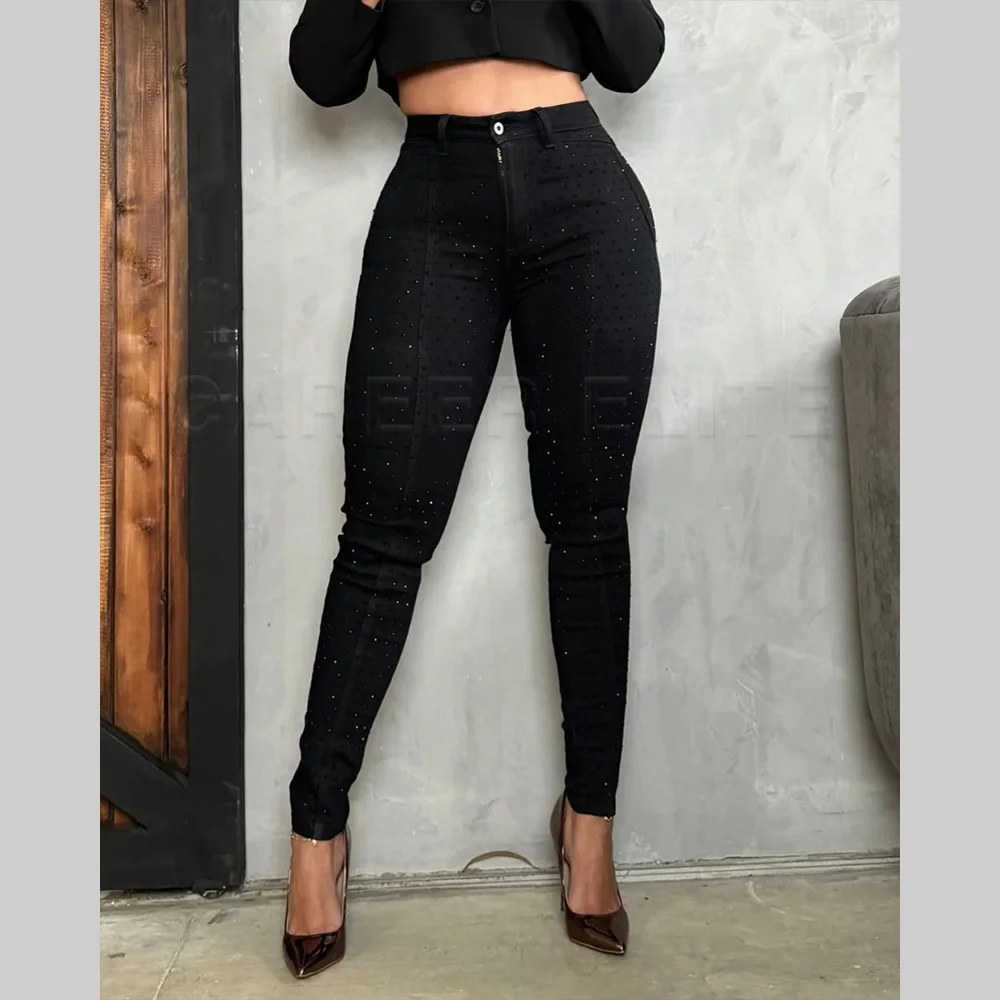 2026 Women Simple Jeans Black High Waist Skinny Pants Fashion Stretch Denim Pencil Pant Casual Trousers Butt Lifter Plus Size