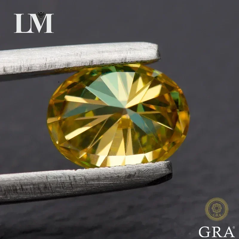 

Moissanite Stone Golden Yellow Color Oval Cut Lab Created Heat Diamond DIY Jewelry Rings Earrings Making With Certificat
