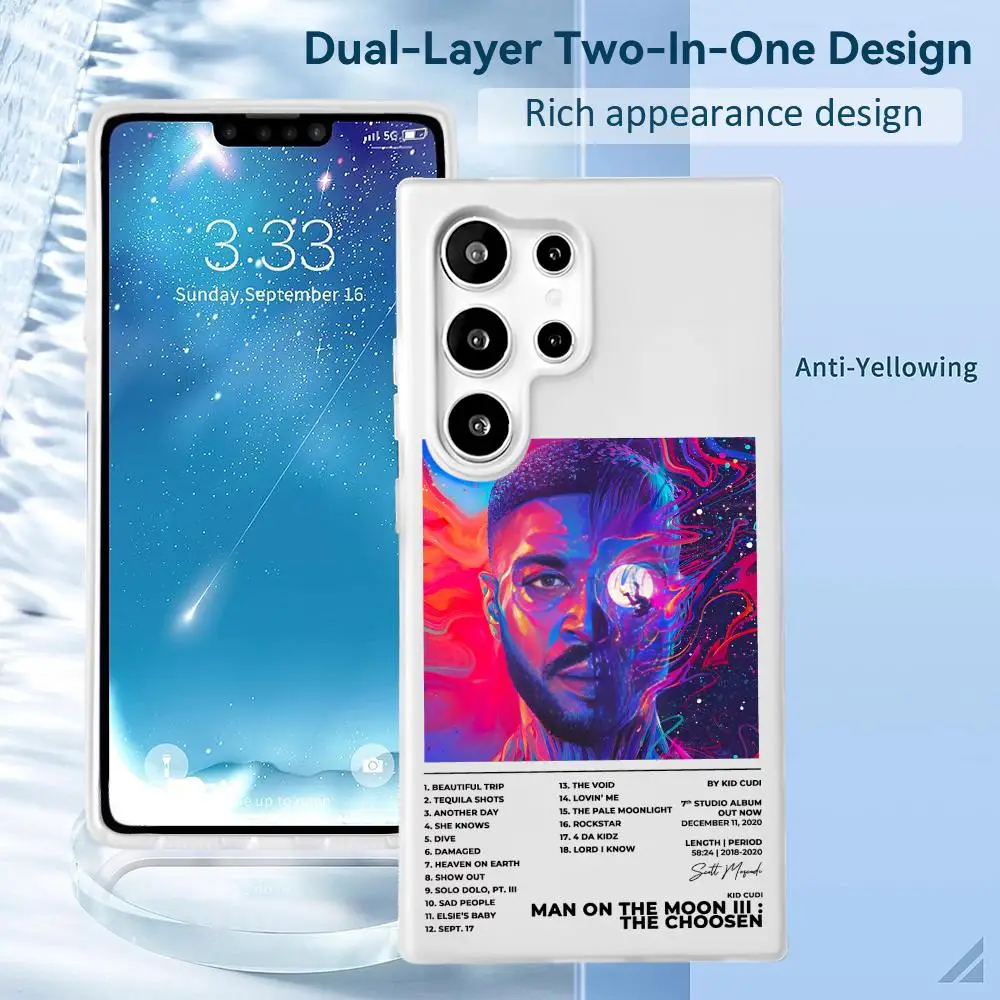 Rapper Kid C-Cudi Phone Case 2-in-1 Detachable Clear Case for Samsung S26-S22 Multi-Color Card Holder Soft TPU view 4