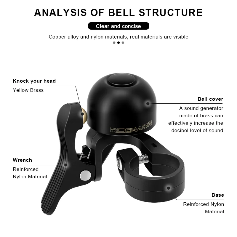 Timbre RIDERACE cobre para bicicleta con sonido nítido y seguridad - imagen 4