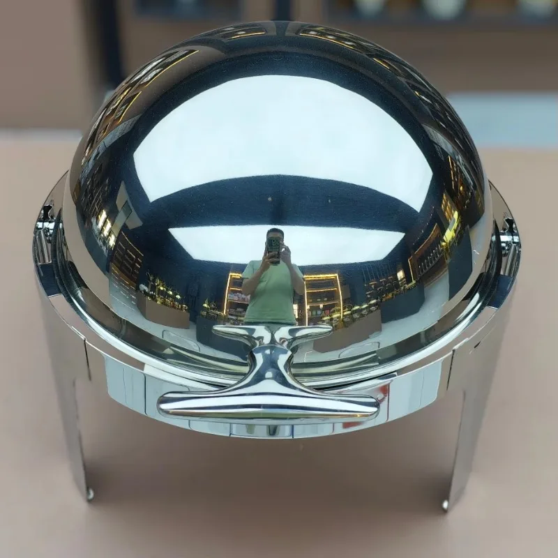 

6L Gold Stainless Steel Round Electric Buffet Oven Hotel Visual Tableware Breakfast Basin Heater Warming & Holding Equipment